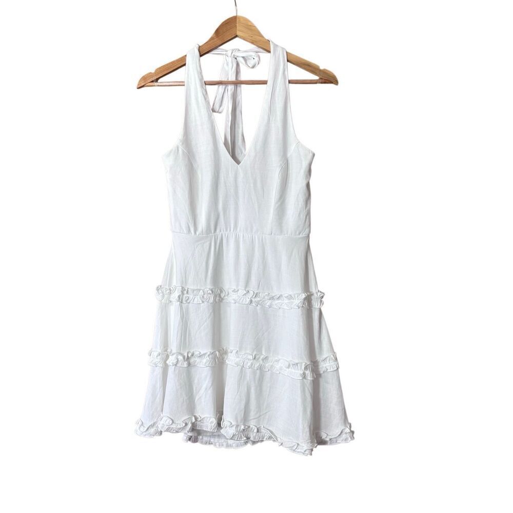 Altar’d state white ruffled haltered mini dress small